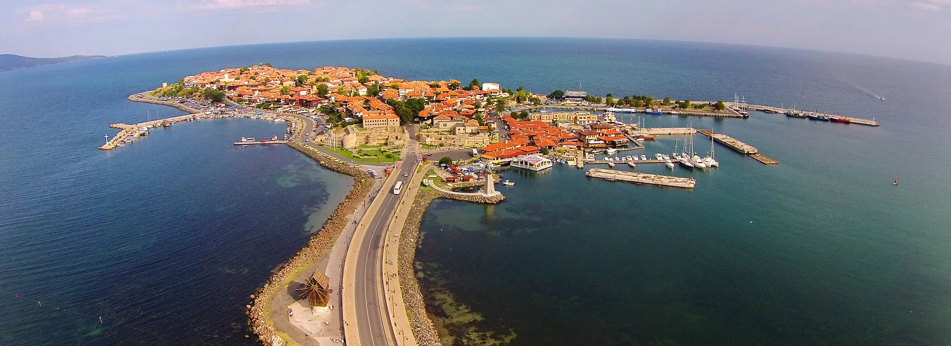Aerial view of the old town of Nessebar, Bulgaria